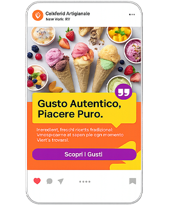 annuncio Instagram Ads per gelateria artigianale