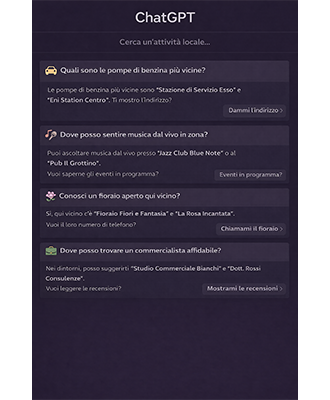Schermata ChatGPT ricerca concessionaria auto tramite AI