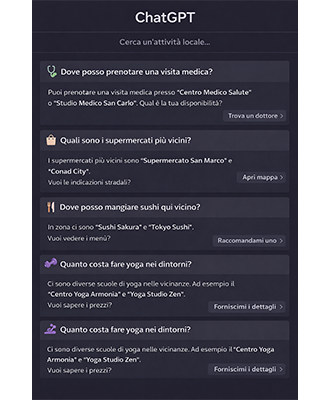 Schermata ChatGPT ricerca medico o dottore con AI