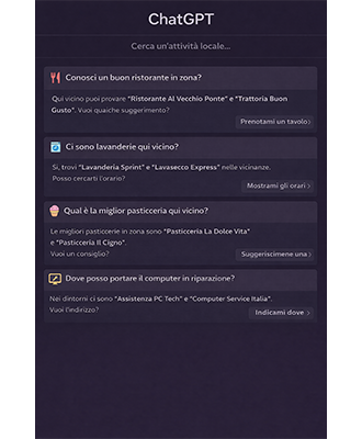 Schermata ChatGPT ricerca ristorante tramite intelligenza artificiale