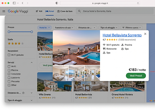 hotel su ricerca google