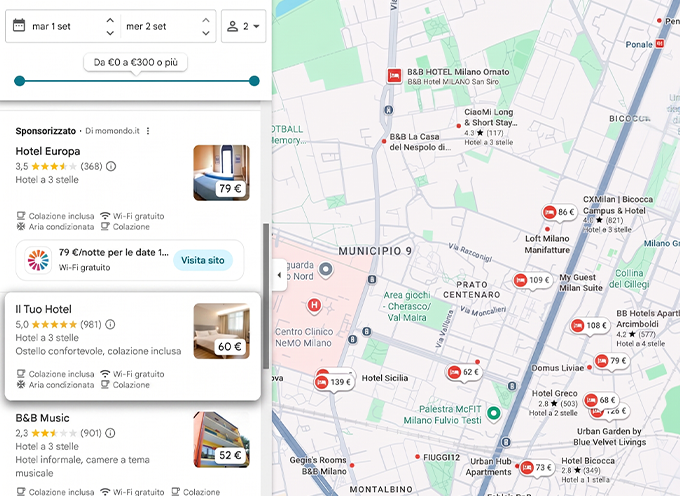 google hotel risultati